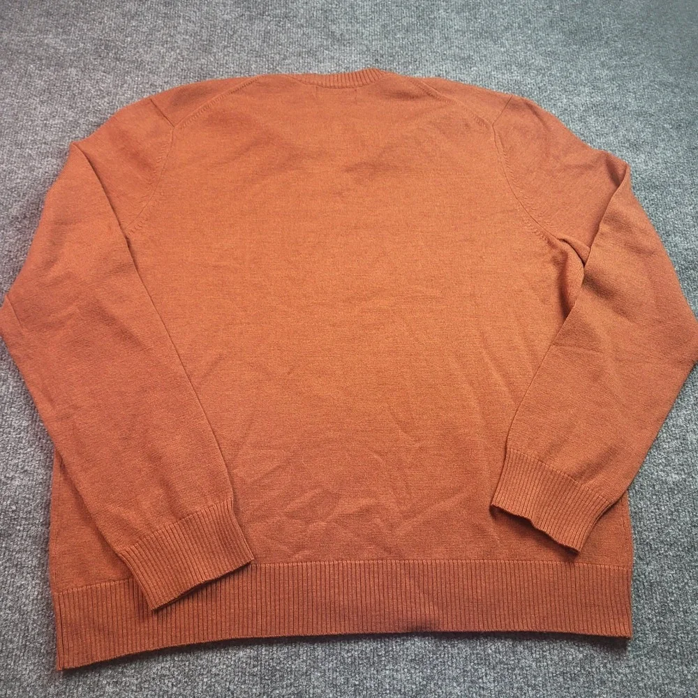 Banana Republic Mens XL Extra Fine‎ Merino Wool V-Neck Sweater Burnt Orange Rust
